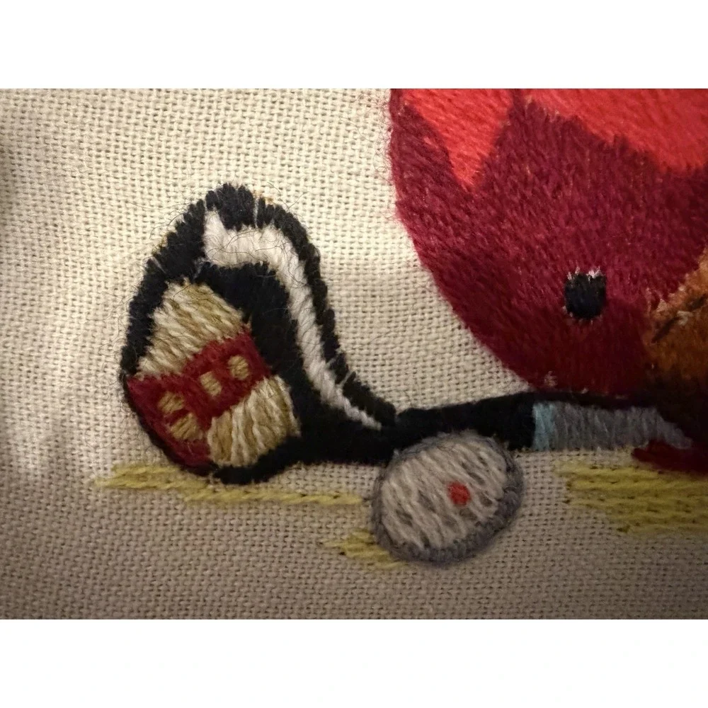 Vintage Crewel Embroidery Sports Wall Art Football Baseball Tennis Framed